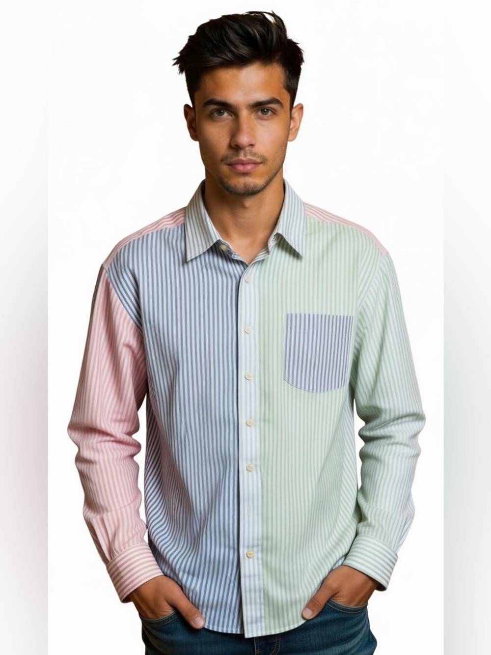 Vineyard Vines Murray 100% Cotton Striped Multi-Panel Button-Down Shirt Size XL